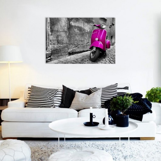 Lienzo o Canvas sobre bastidor, imagen "Vespa rosa" (varios tamaños)