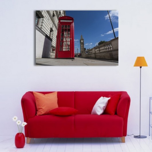 Lienzo o canvas sobre bastidor, imagen "Cabina roja Londres" (varios tamaños)