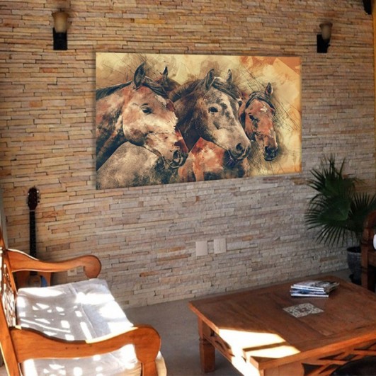 Lienzo o Canvas sobre bastidor, imagen "Retrato caballos" (varios tamaños)