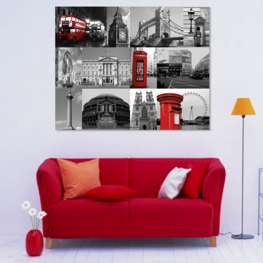 Lienzo o Canvas sobre bastidor, imagen "Collage Londres" (varios tamaños)