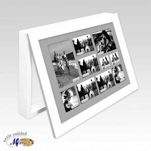 Cubrecontador marco blanco y frontal portafotos 10 fotos (Hueco interior 60x40cm)