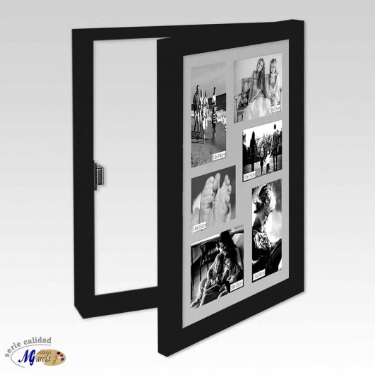 Cubrecontador vertical marco negro y frontal portafotos 6 fotos (Hueco interior 40x60cm)