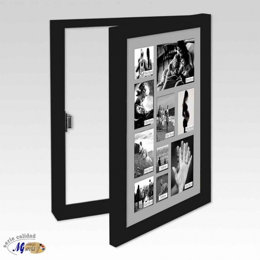 Cubrecontador vertical marco negro y frontal portafotos 10 fotos (Hueco interior 40x60cm)