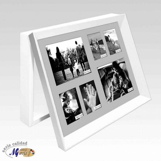 Cubrecontador marco blanco efecto profundidad portafotos 6 fotos (Hueco interior 50x35cm)