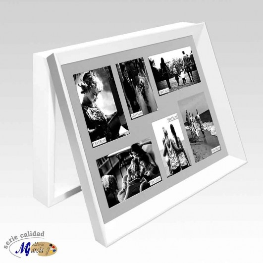 Cubrecontador marco blanco efecto profundidad portafotos 6 fotos (Hueco interior 43x33cm)