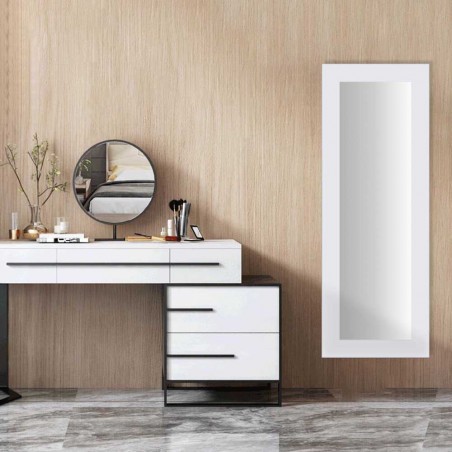 Cuadro con espejo, marco blanco perfil 70x17mm (varias medidas)