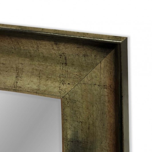 Cuadro con espejo, marco plata vieja perfil 70x25mm (varias medidas)